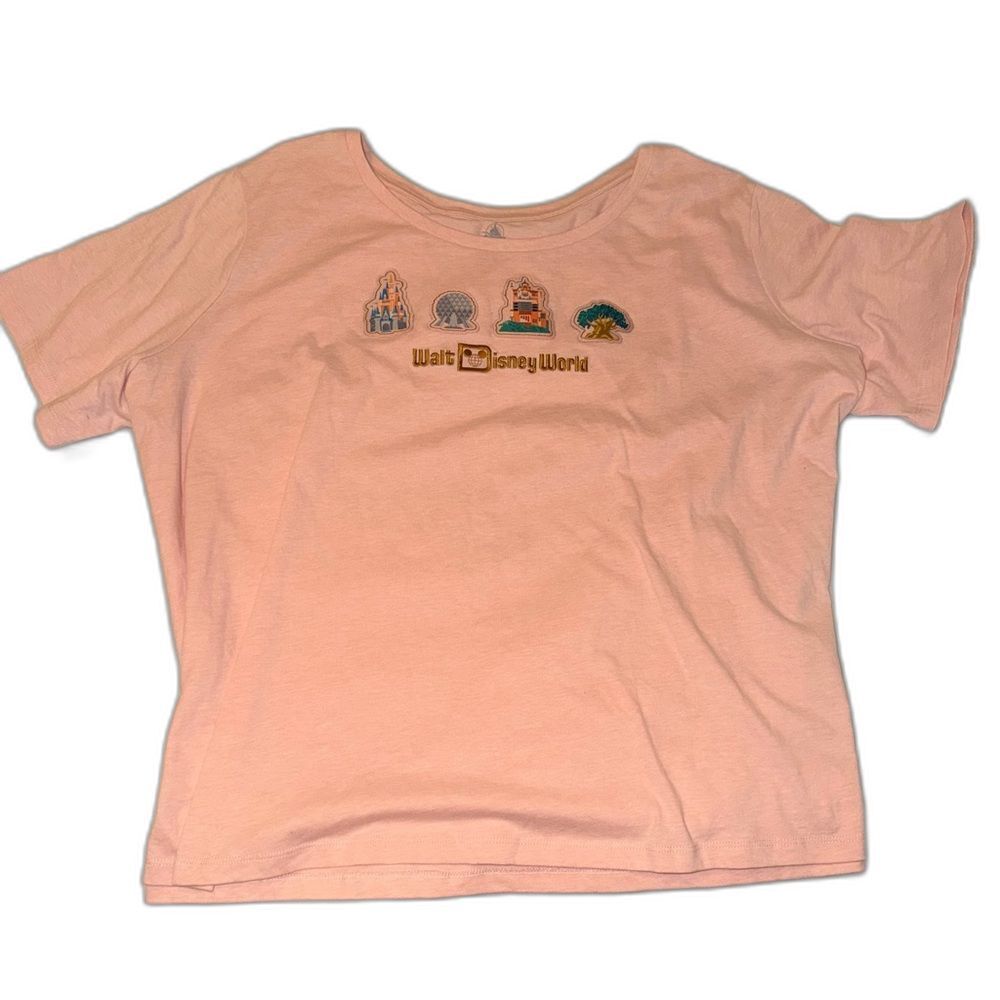 NWT Walt Disney World Patchwork Graphic Tee 3X Pink Peach Park Hopper Vacation - Picture 2 of 7